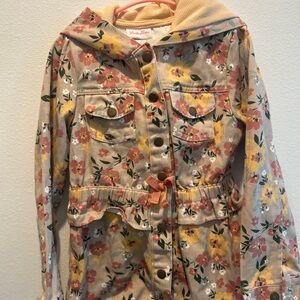 Little Lass Floral Jean Jacket - Multicolor